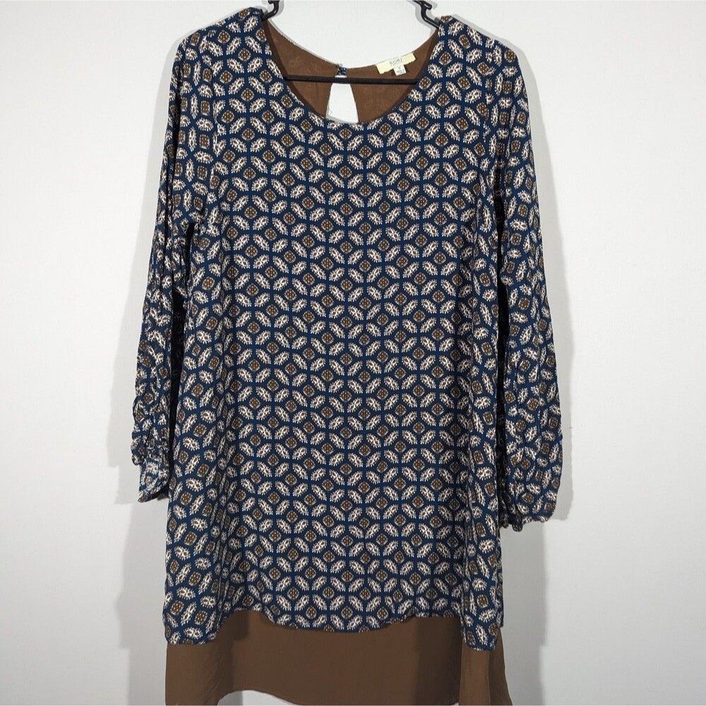 Kori American Dress Women Size‎ S Blue Brown Printed Boho Relaxed Tunic